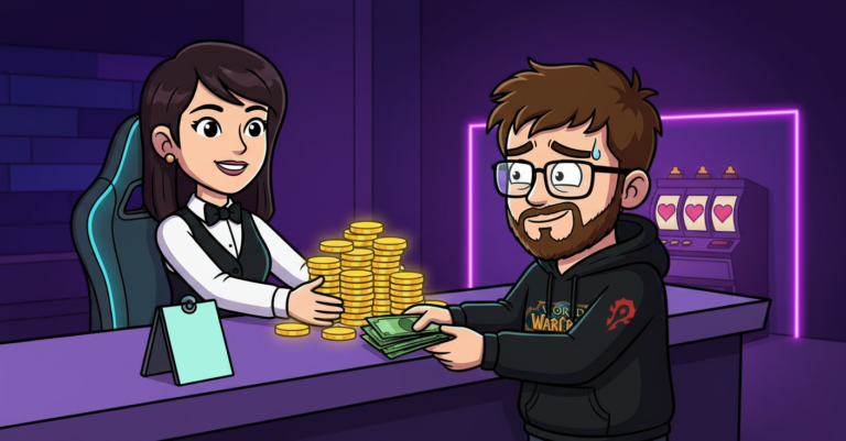Daan wisselt aan het casinoloket euro's in voor Candy AI-tokens