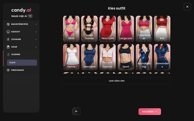 Candy AI-builder, kleding