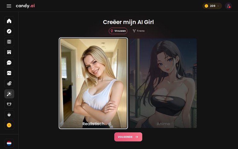 Candy AI-builder, stijl kiezen
