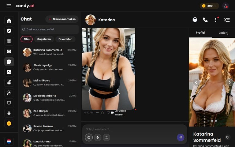 Gymselfie in de Candy AI-chat