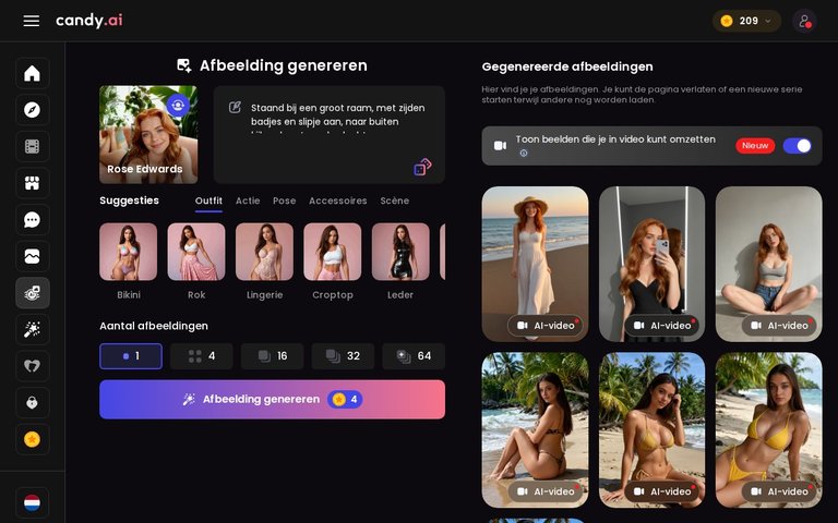 Gegenereerde afbeeldingen in de Candy AI-generator