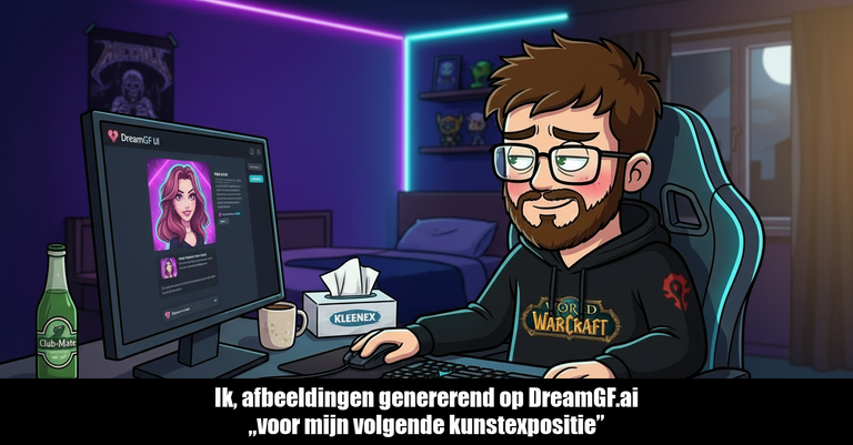 Daan genereert AI-afbeeldingen op DreamGF voor zijn volgende kunstgalerie