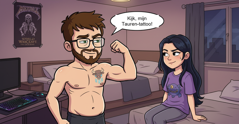 Daan laat trots de Tauren-tattoo van zijn AI-vriendin zien