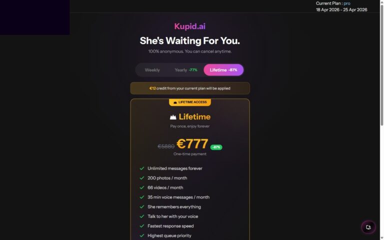 Kupid AI Lifetime-plan 777 euro